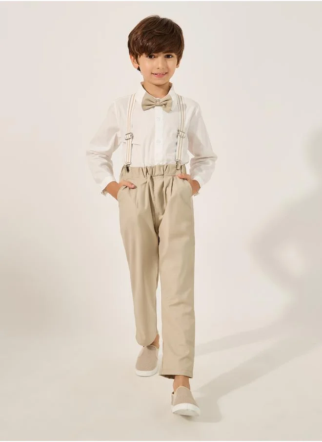 Styli Styli Collared Shirt with Pant, Bow and Suspender