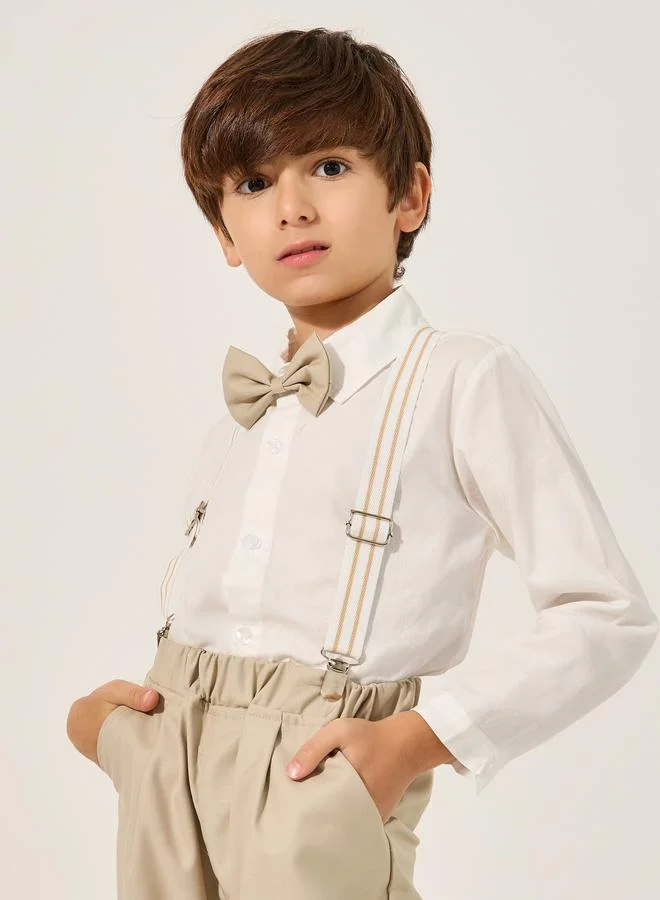 Styli Styli Collared Shirt with Pant, Bow and Suspender