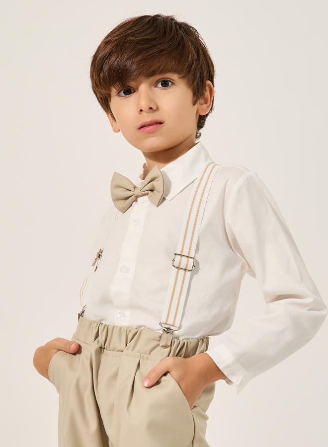 Styli Styli Collared Shirt with Pant, Bow and Suspender - Image 3