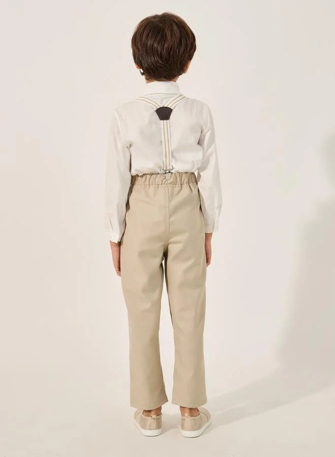 Styli Styli Collared Shirt with Pant, Bow and Suspender