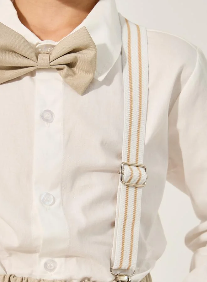 Styli Styli Collared Shirt with Pant, Bow and Suspender