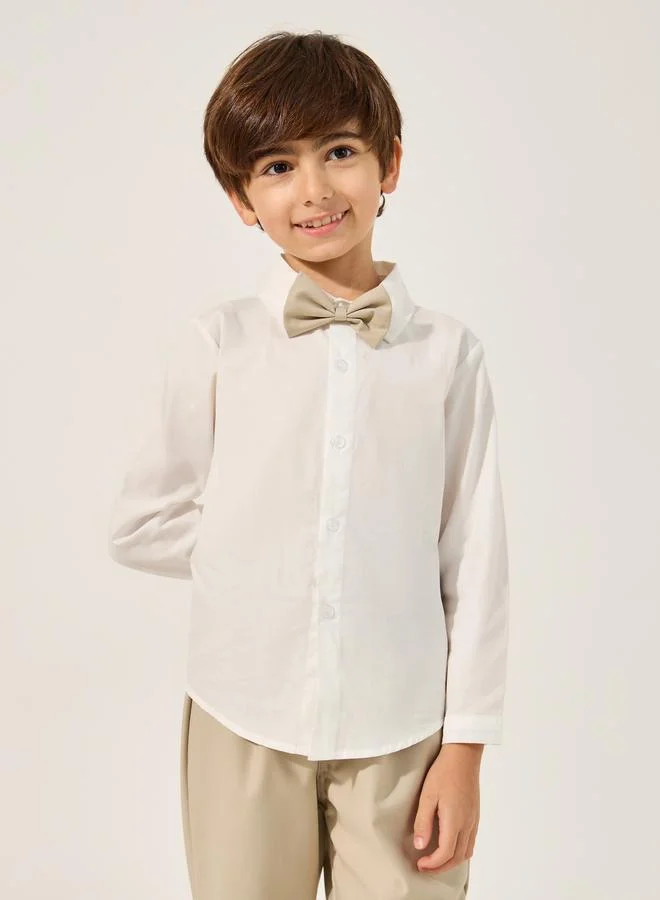 Styli Styli Collared Shirt with Pant, Bow and Suspender