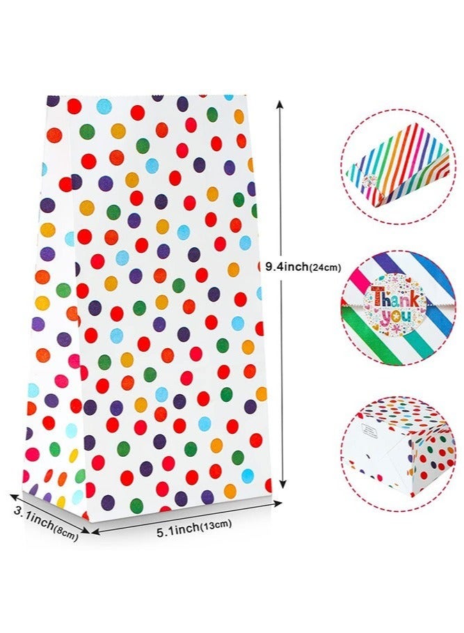 ZJTrio 30 Pack Colorful Paper Bag Gift Bag with 3 Sheets Thank You Sticker, for Kids Party Birthday Sweet Goodie Candy Bakery Wedding Baby Shower Business Party Supplies - Image 2