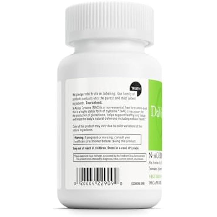 DAVINCI Laboratories - N-Acetyl Cysteine 500 mg - an Amino Acid Supplement to Support Immune System Function and Lung Health - Vegetarian, Gluten-Free - 90 Capsules - Image 3