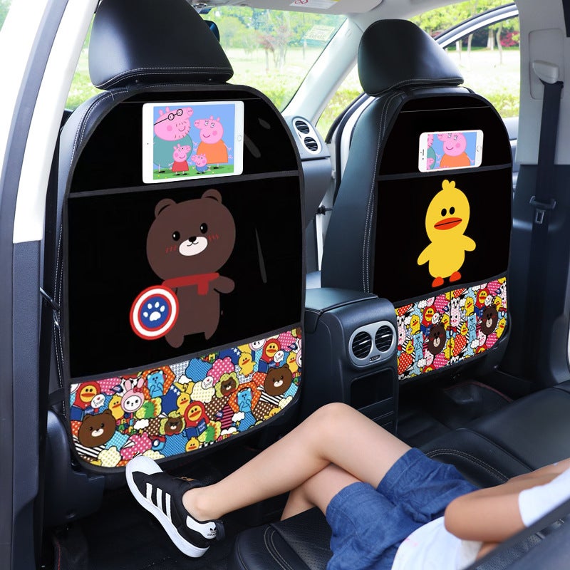 Car Seat Anti-Kick Cushion Rear Universal Cartoon Car Seat Back Storage Protection Cushion Children'S Anti-Dirty Anti-Wear Cushion - Image 2