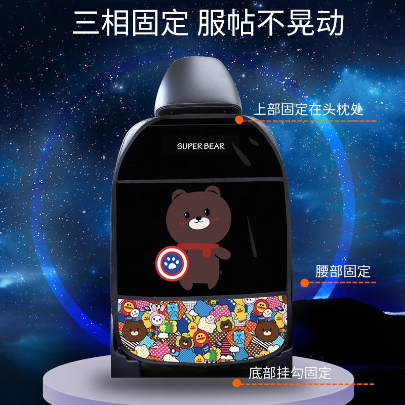 Car Seat Anti-Kick Cushion Rear Universal Cartoon Car Seat Back Storage Protection Cushion Children'S Anti-Dirty Anti-Wear Cushion - Image 4