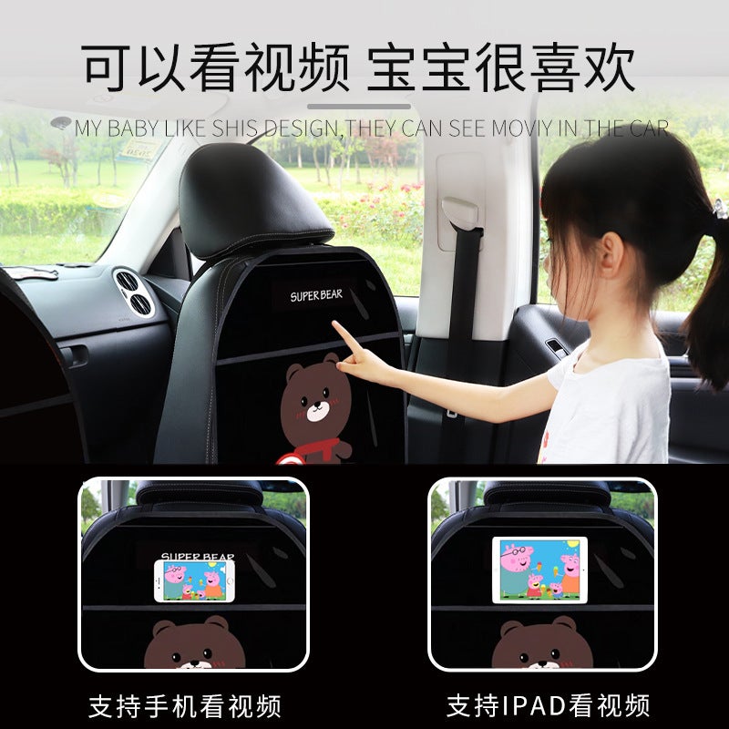 Car Seat Anti-Kick Cushion Rear Universal Cartoon Car Seat Back Storage Protection Cushion Children'S Anti-Dirty Anti-Wear Cushion - Image 3