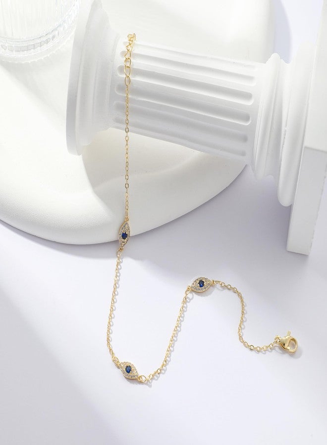 Rotnso Anklets for Women 14K Gold Plated Evil Eye Ankle Bracelets Trendy Waterproof Boho Chain Link Anklets Set Dainty Cute Diamond Beaded Non Tarnish Summer Beach Jewelry Gift - Image 5
