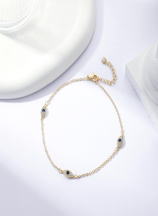 Rotnso Anklets for Women 14K Gold Plated Evil Eye Ankle Bracelets Trendy Waterproof Boho Chain Link Anklets Set Dainty Cute Diamond Beaded Non Tarnish Summer Beach Jewelry Gift - Image 4