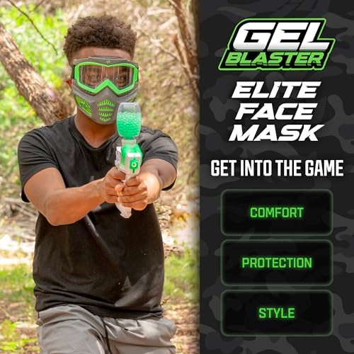 Gel Blaster Elite Face Mask - Glow in The Dark Tactical Face Mask with Detachable Goggles & Adjustable Headband - Facemask with Vented Jaw Frame Fits All Types of Faces - for Ages 14+ - Image 2