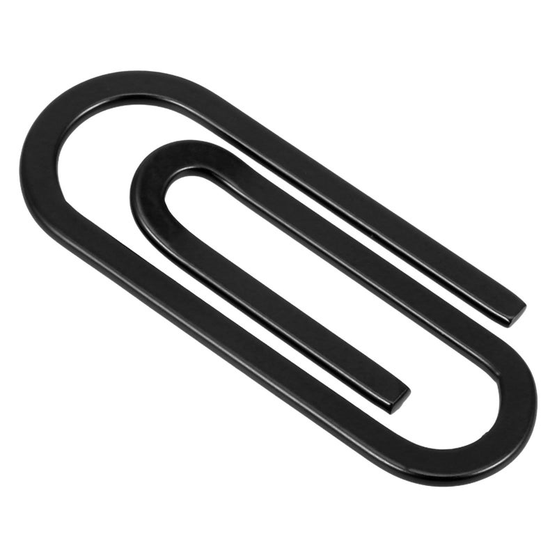 Black Metal Paper Clips with Holder Office School Document Fastening Clips - Image 2