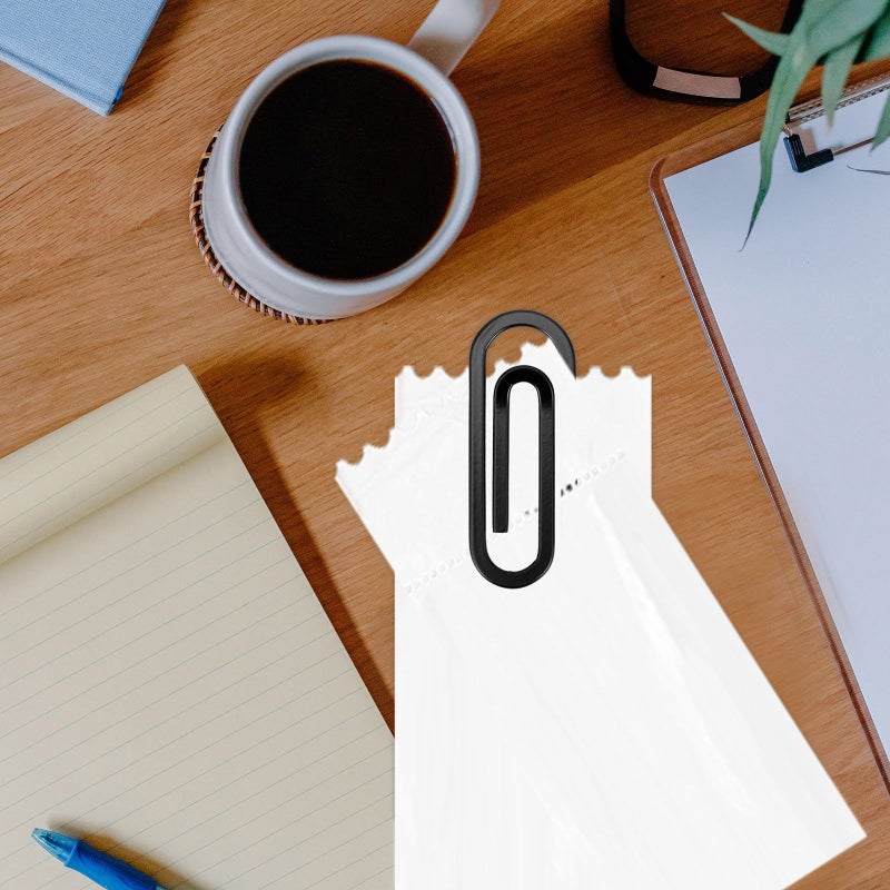 Black Metal Paper Clips with Holder Office School Document Fastening Clips - Image 5