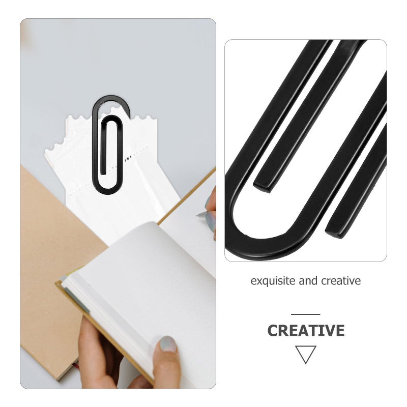 Black Metal Paper Clips with Holder Office School Document Fastening Clips - Image 4