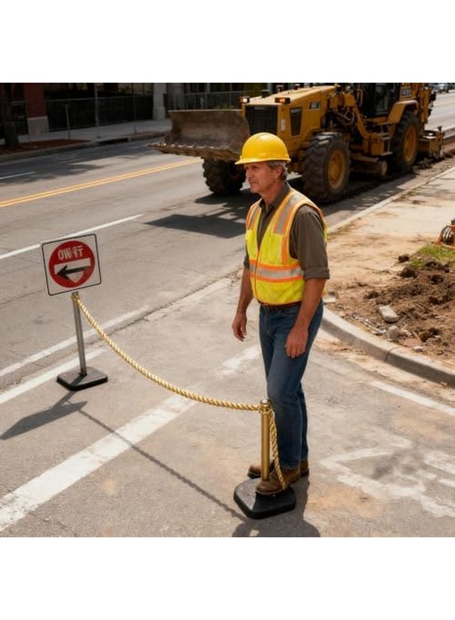 Yellow Stanchion Rope 4.9ft Twisted Safety Barrier Crowd Control Cord Divider - Image 5