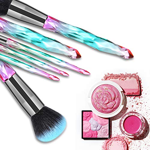 DUAIU Makeup Brushes 15pcs Premium Synthetic Bristles Crystal Handle Set Kabuki Foundation Brush Face Lip Eye Makeup Brush Sets Professional with Starry Gift Box (Blue) - Image 5