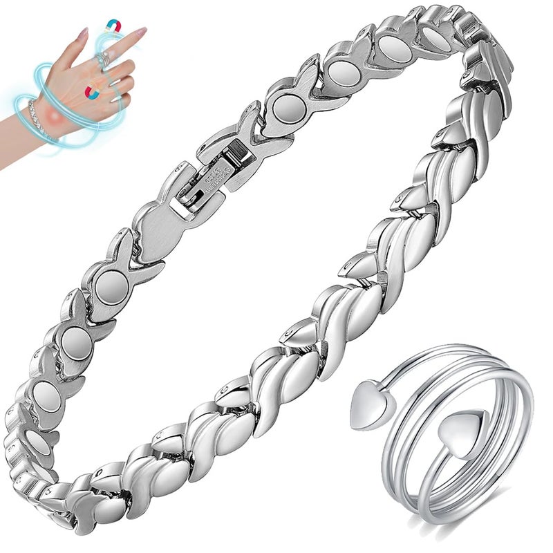 Cigmag Magnetic Bracelet for Women Titanium Steel Bracelet Copper Ring with Strength Magnets Waterproof Adjustable Tool Fishtail