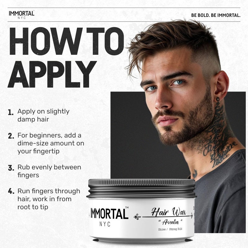 Immortal NYC Hair Waxes for Men - Aventus Extra Strong Hold, Low Shine Hair Wax - Mens Water Based, No Residue Non-Greasy Hair Paste -Pomade- All Natural Styling Wax for All Hair Types - Image 5