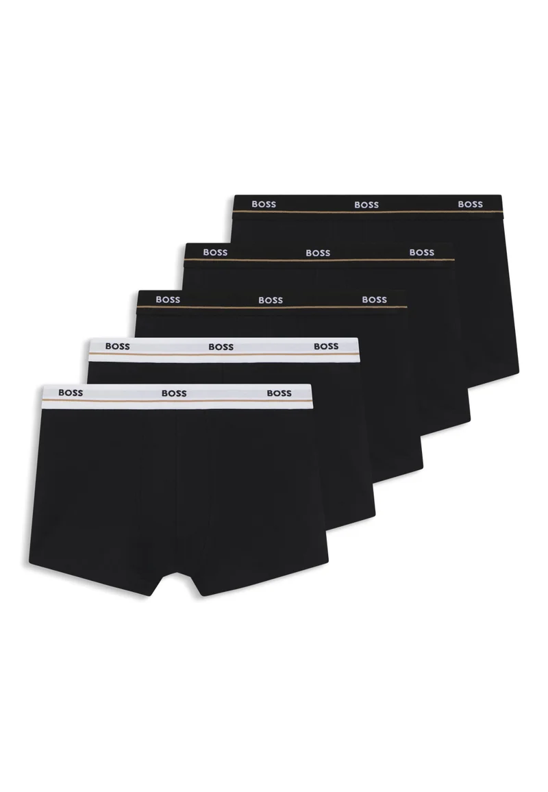 BOSS Black Five-pack of stretch-cotton trunks with logo waistbands for Men | Best Price UAE