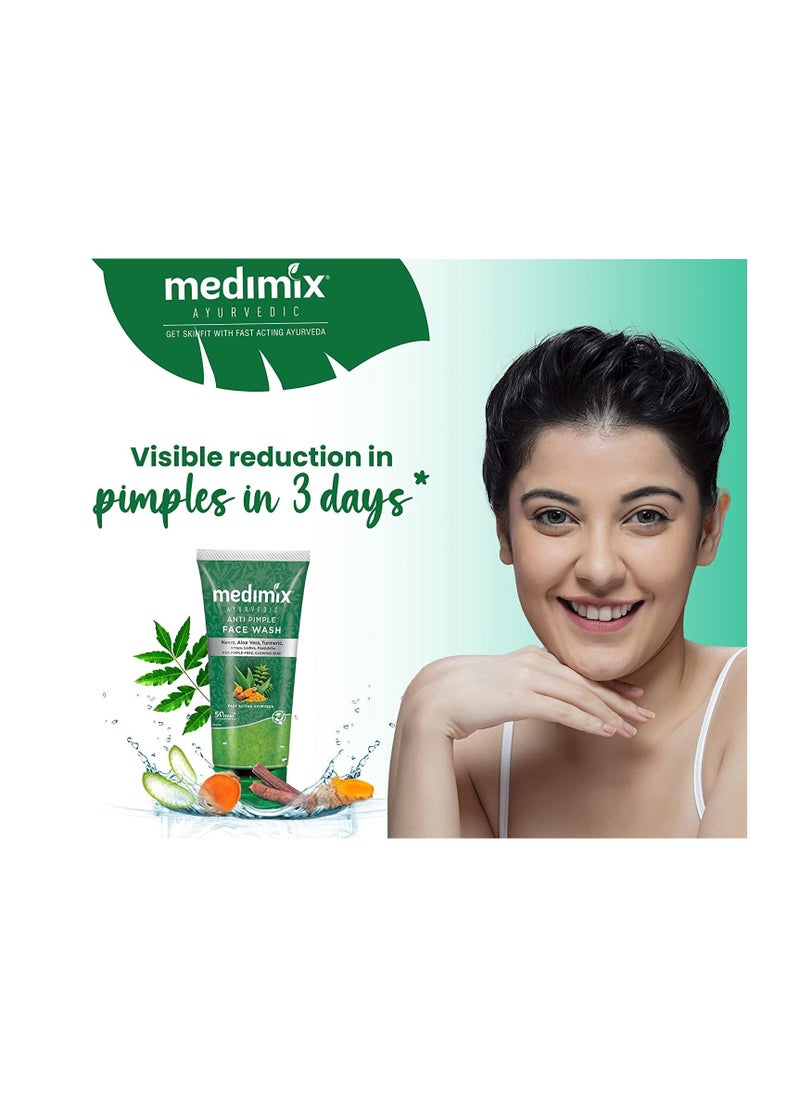 Medimix Medimix Ayurvedic Anti Pimple Face Wash 100ml Pack Of 3  - Image 5