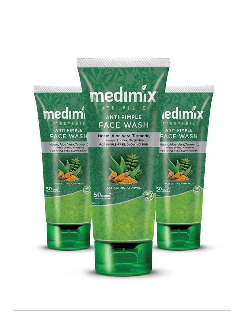 Medimix Medimix Ayurvedic Anti Pimple Face Wash 100ml Pack Of 3  - Image 1