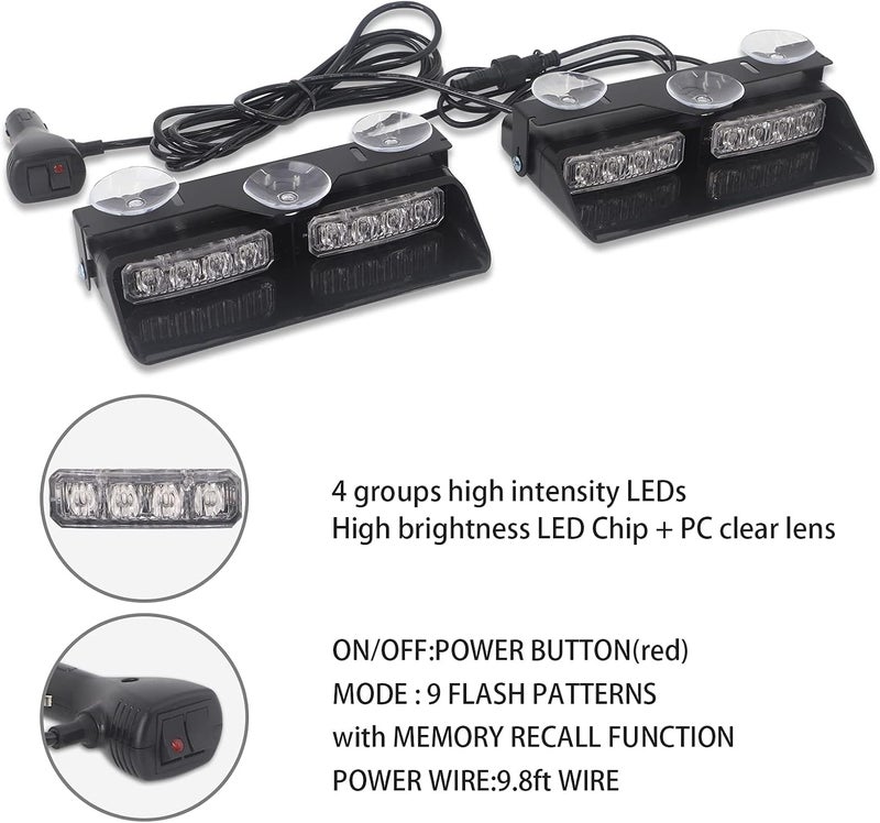 XRIDONSEN 2 in 1 Dash Emergency Strobe Lights - Red Amber Warning Safety Flash for Vehicles - Image 5