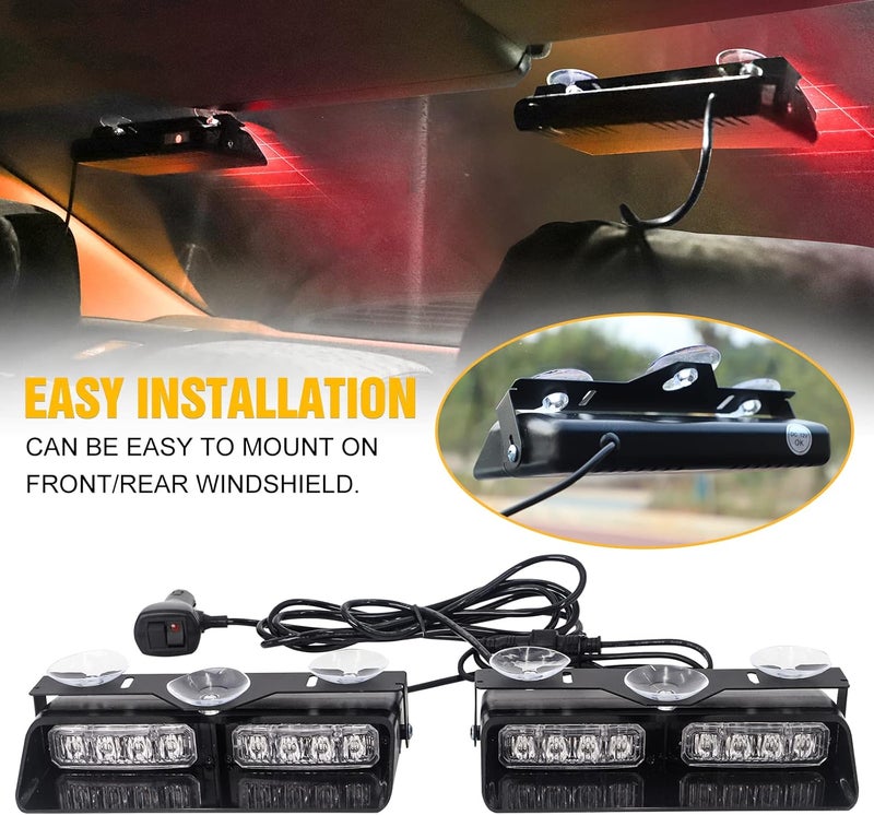 XRIDONSEN 2 in 1 Dash Emergency Strobe Lights - Red Amber Warning Safety Flash for Vehicles - Image 4