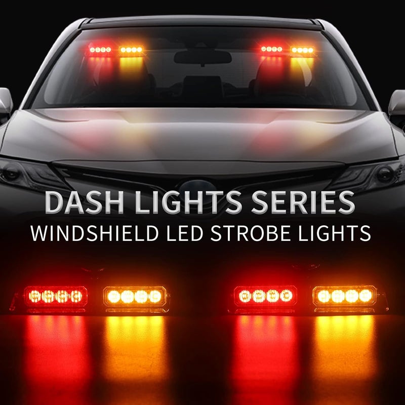 XRIDONSEN 2 in 1 Dash Emergency Strobe Lights - Red Amber Warning Safety Flash for Vehicles - Image 2