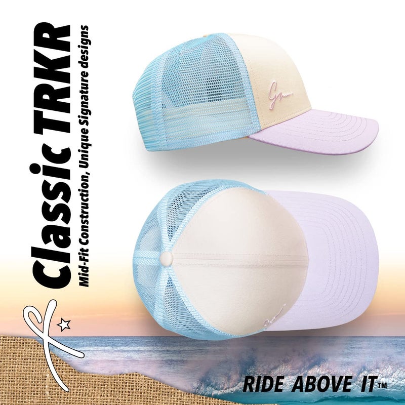 Grace Folly Beach Trucker Hats for Women- Snapback Baseball Cap for Summer (Classic Blue & Lavender) - Image 4
