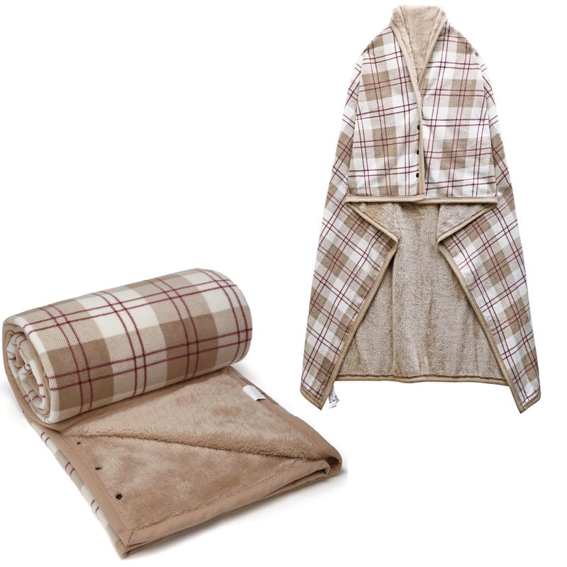forestfish Fleece Wearable Blanket Oversized Comfy Lightweight Lap Blanket Poncho Throw with Buttons 63x 55Brown