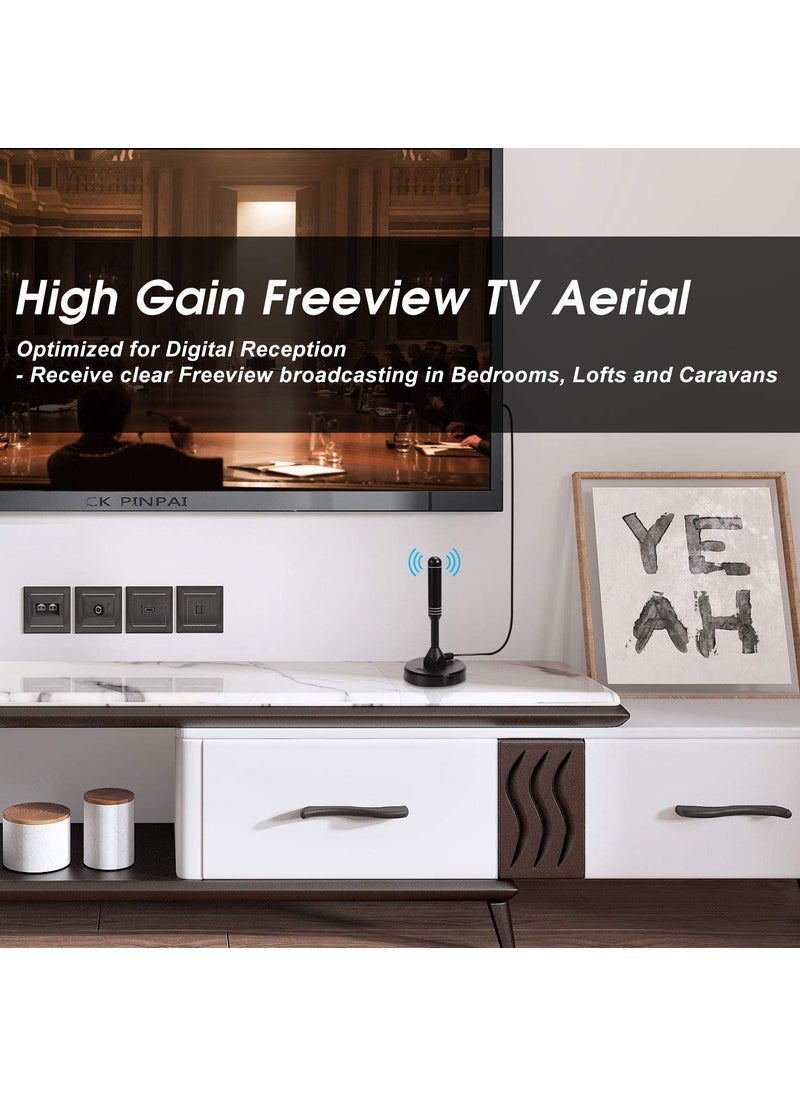 August HDTV Antenna - August DTA240 - Indoor/Outdoor Portable Digital Aerial with Magnetic Base 6.5 feet Coax Cable 50 Miles Range  - Image 2