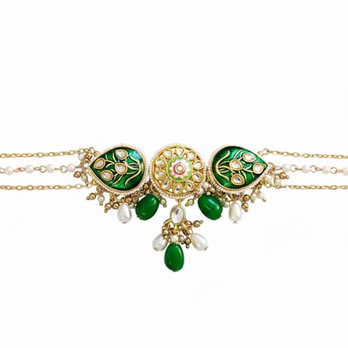 SANJOYA by EVERSTYLISH Kundan Necklace for Women | Enamelled Kundan, Pearl & Bead Layered Necklace | Ethnic Jewelry for Weddings, Festivals & Special Occasions - Image 1