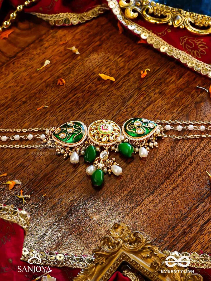 SANJOYA by EVERSTYLISH Kundan Necklace for Women | Enamelled Kundan, Pearl & Bead Layered Necklace | Ethnic Jewelry for Weddings, Festivals & Special Occasions - Image 2