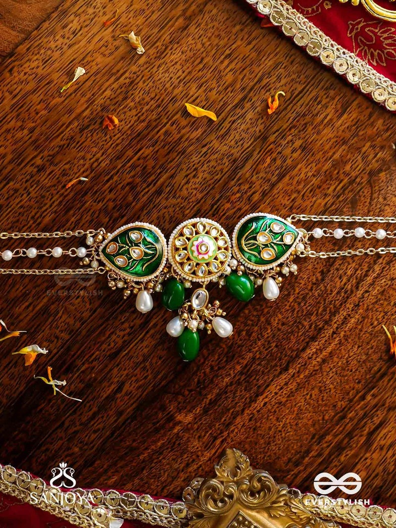 SANJOYA by EVERSTYLISH Kundan Necklace for Women | Enamelled Kundan, Pearl & Bead Layered Necklace | Ethnic Jewelry for Weddings, Festivals & Special Occasions - Image 4
