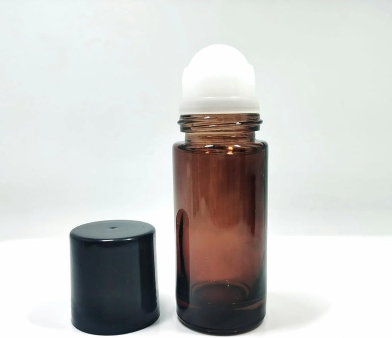 Yjemle 2Pcs Brown 50ml Glass Essential Oil Roller Bottles Refillable Roll on Bottle Empty Deodorant Bottle Containers Rollerball for Fragrance Roller Bottles,Refillable Containers - Image 2