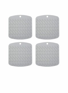 Silicone Trivet Mat Hot Pot Holders Hot Pads for Kitchen Non-Slip Heat Resistant Jar Opener Spoon Rest Garlic Peeler Potholders 4 Pack 7''x7 Grey Modern Kitchen Tool