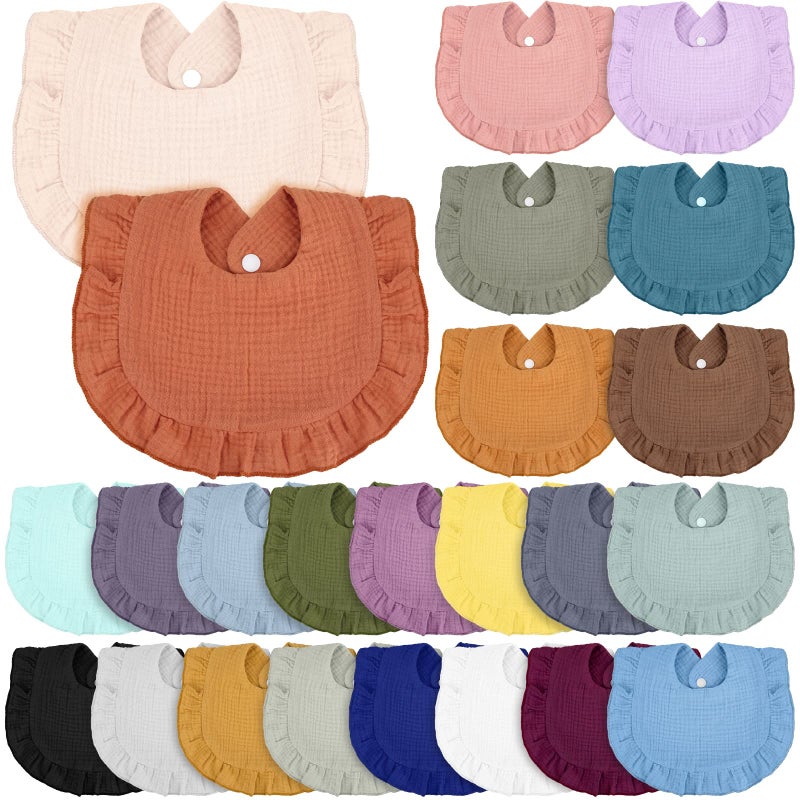 Chitidr 24 Pcs Muslin Baby Bibs Unisex Soft Muslin Drool Bibs Adjustable Baby Bandana Lap Shoulder Absorbent Teething for Baby Newborn Infants Toddlers Drooling Eating - Image 1