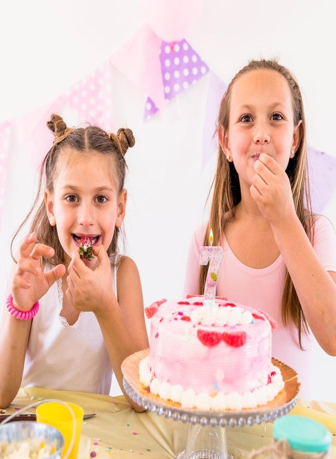 شموع عيد ميلاد فراولة رقم 7 من HXOUSE - شموع عيد ميلاد وردية اللون لتزيين الكيك، 7 شموع لتزيين حفلات الذكرى السنوية، زينة حفلات فراولة للبنات (رقم 7) - Image 4