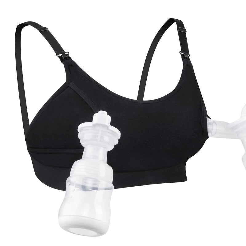 Momcozy Hands Free Pumping Bra, Adjustable Breast-Pumps Holding and Nursing Bra, Suitable for Breastfeeding-Pumps by Lansinoh, Philips Avent, Spectra, Evenflo and More(Black, Medium) - Image 2