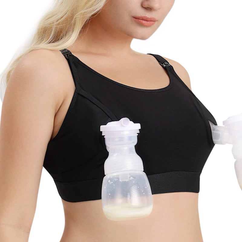 Momcozy Hands Free Pumping Bra, Adjustable Breast-Pumps Holding and Nursing Bra, Suitable for Breastfeeding-Pumps by Lansinoh, Philips Avent, Spectra, Evenflo and More(Black, Medium) - Image 1
