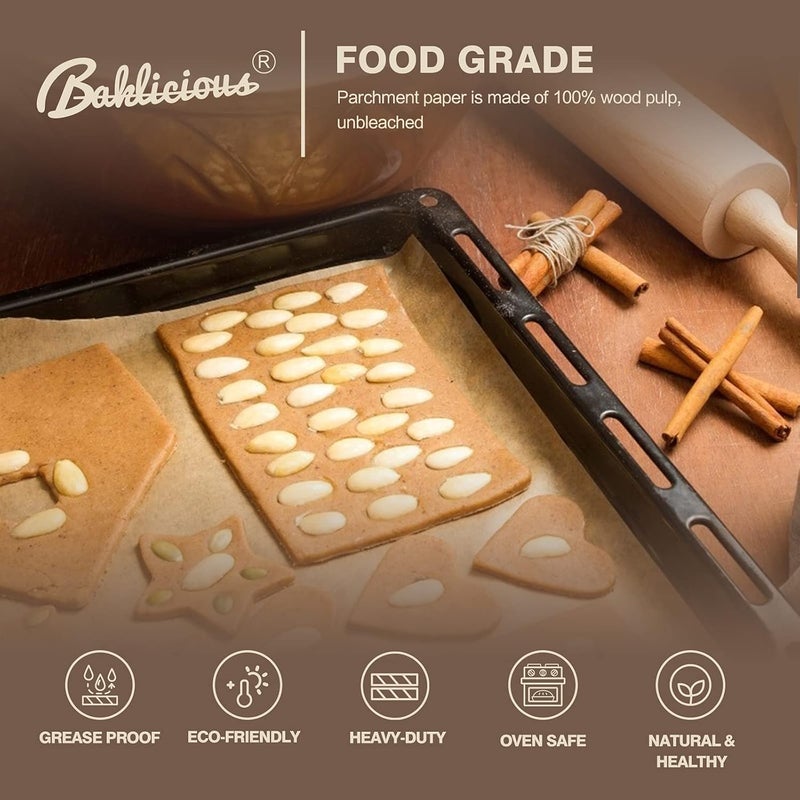 BAKLICIOUS 220 Pcs Unbleached Parchment Paper Baking Sheets, Pre-cut Heavy Duty Parchment Baking Paper for Air Fryer, Oven, Bakeware, Steaming, Cooking Bread, CupCake, Cookies - Image 4