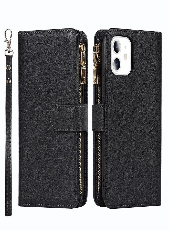 Jaorty Wallet Case Compatible with iPhone 11, 6.1 inch Black: 9 Card Slots, Zipper Cash Pocket, Magnetic Case, Wrist Strap, Stand Feature, Luxury Leather Cover, Shockproof Slim Case - Image 2