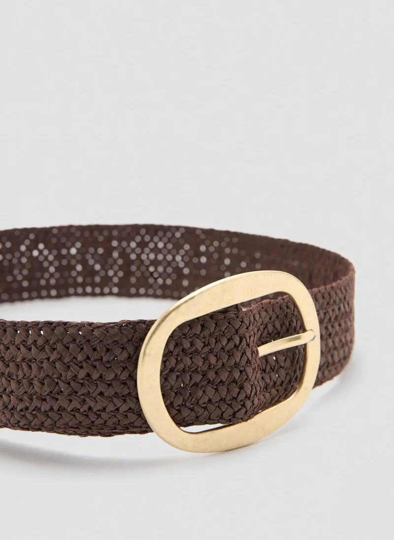 MANGO  Natural fibre belt with oval buckle for Women | Best Price UAE
