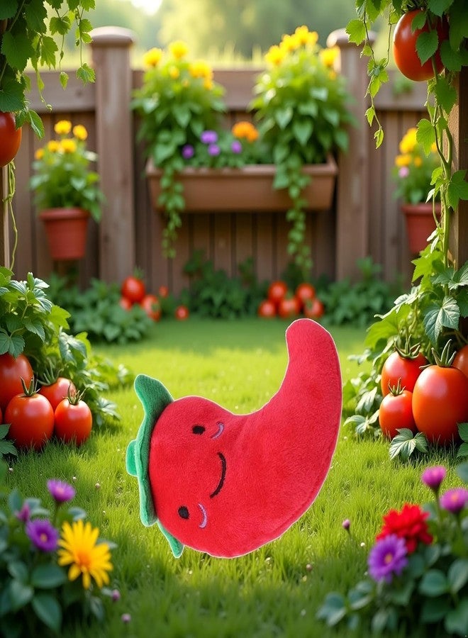 Pxiryanlow 1 Pc Funny Red Fruit Dog Toys, Vegetable Dog Toys Squeaky Plush Chili Eggplant Corn Puppy Toys for Small Dogs,Chili, Nice and Practical - Image 2