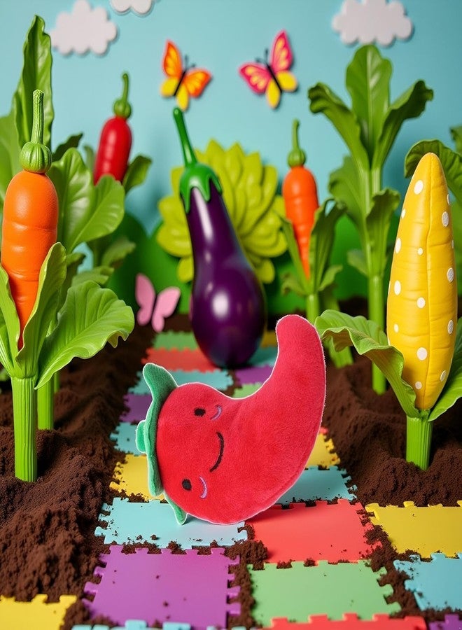 Pxiryanlow 1 Pc Funny Red Fruit Dog Toys, Vegetable Dog Toys Squeaky Plush Chili Eggplant Corn Puppy Toys for Small Dogs,Chili, Nice and Practical - Image 5