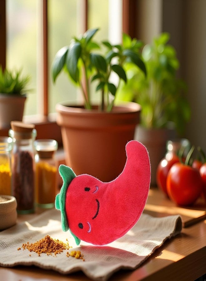 Pxiryanlow 1 Pc Funny Red Fruit Dog Toys, Vegetable Dog Toys Squeaky Plush Chili Eggplant Corn Puppy Toys for Small Dogs,Chili, Nice and Practical - Image 3