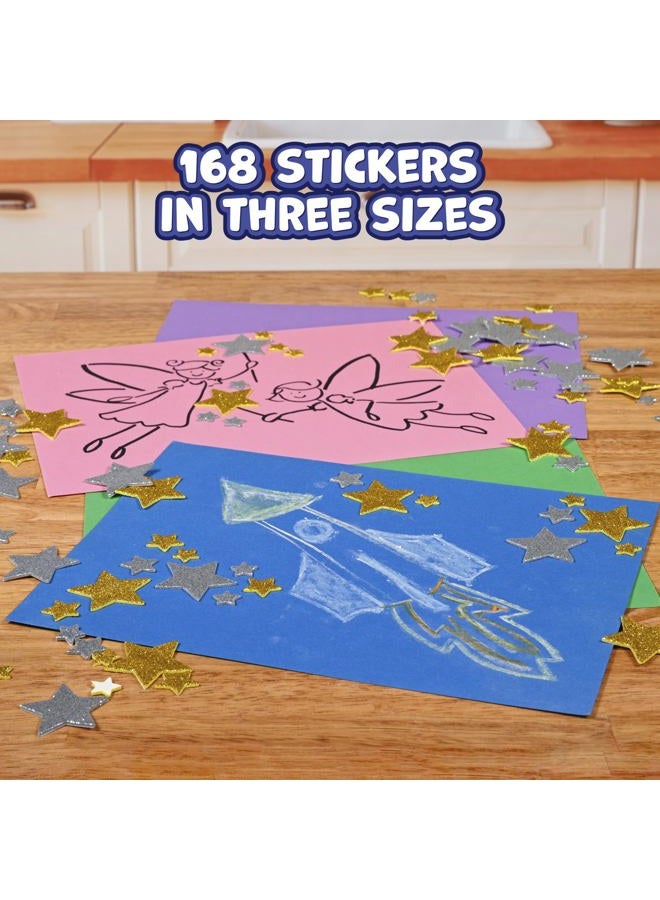 READY 2 LEARN Glitter Foam Stickers - Silver and Gold Stars - Pack of 168 - Self-Adhesive Stickers - Stickers for Scrapbooks and Cards - Image 2