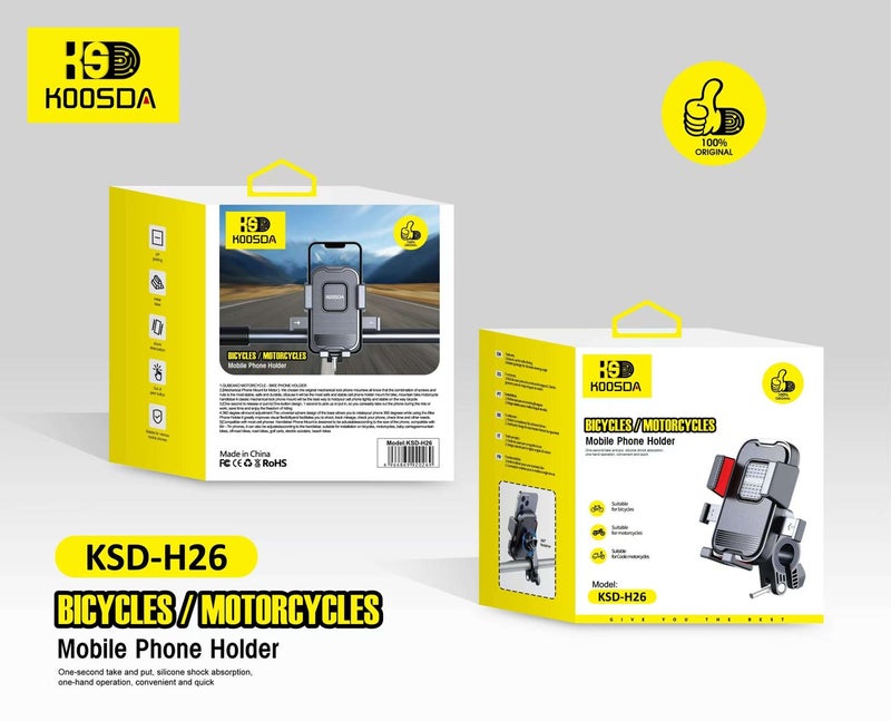 KOOSDA Heavy-Duty KSD-H26 Bicycle & Motorcycle Phone Mount – Stable & Durable - Image 2