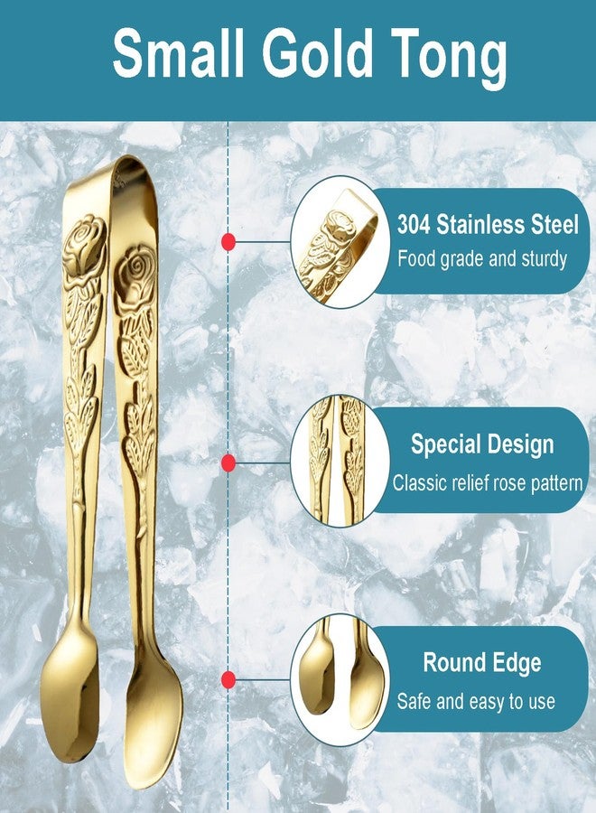 Ragyzity Mini Serving Tong, 4Inch Rose Stainless Steel Gold Tong, Kitchen Tongs for Appetizers, Charcuterie - Image 3