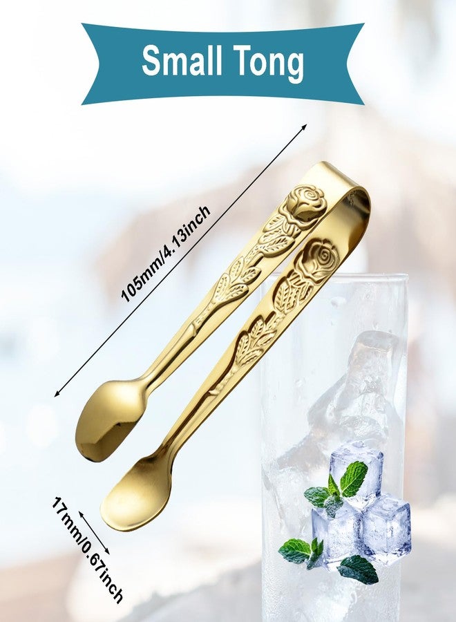 Ragyzity Mini Serving Tong, 4Inch Rose Stainless Steel Gold Tong, Kitchen Tongs for Appetizers, Charcuterie - Image 2