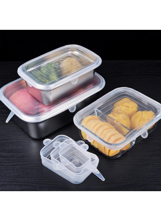 Adpartner 6Pieces Rectangle Silicone Lids For Food Storage, Reusable Bpa-Free Silicone Stretch Lids In Different Sizes To Fit Most Square And Rectangle Containers, Microwave Freezer Dishwasher Use
